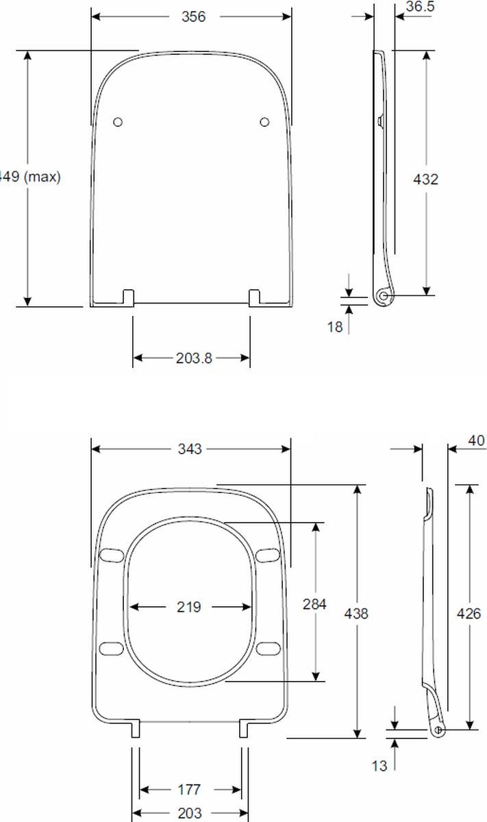 креслення Кришка з сидінням для унітазу Kolo Modo L30113000