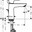 технічна схема Душова система Hansgrohe Crometta Е 240 27271000 + Змішувач для раковини Hansgrohe Talis E 71710000