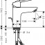 технічна схема Душова система Grohe BauClassic 26699000 + Змішувач для раковини Hansgrohe Logis Loop 71151000 