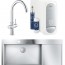 Кухонна мийка Grohe EX Sink + Кухонний змішувач Grohe Blue Home 31581SD031455001 (31581SD0 + 31455001)