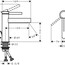 чертеж Смеситель для раковины Hansgrohe Finoris 76020000 с донным клапаном, хром