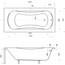 чертеж Ванна акриловая Besco Aria Plus 130х70 см NAVARA10634